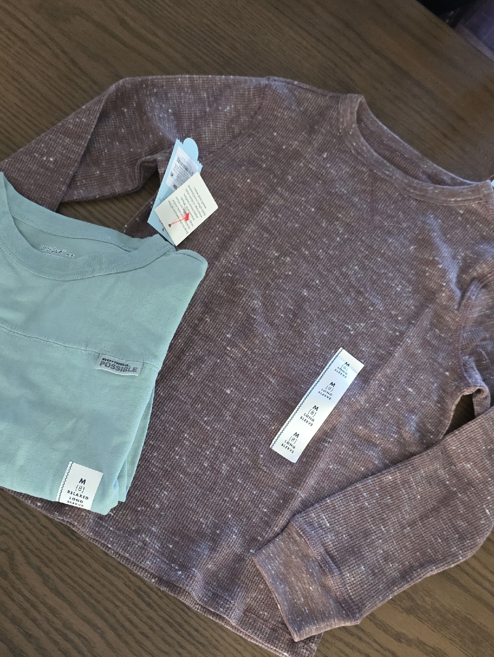 Bundle Cat & Jack Long Sleeve Ribbed Top in Brown Speckle